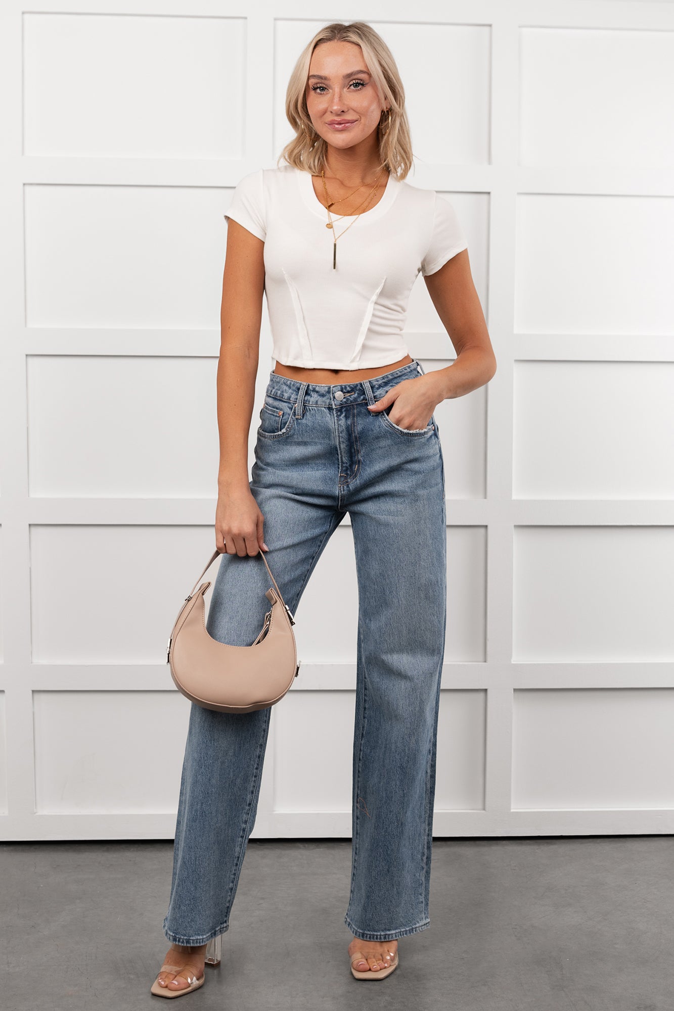 Graysen Wide Leg Mica Denim Jeans (Penn Blue) - NanaMacs