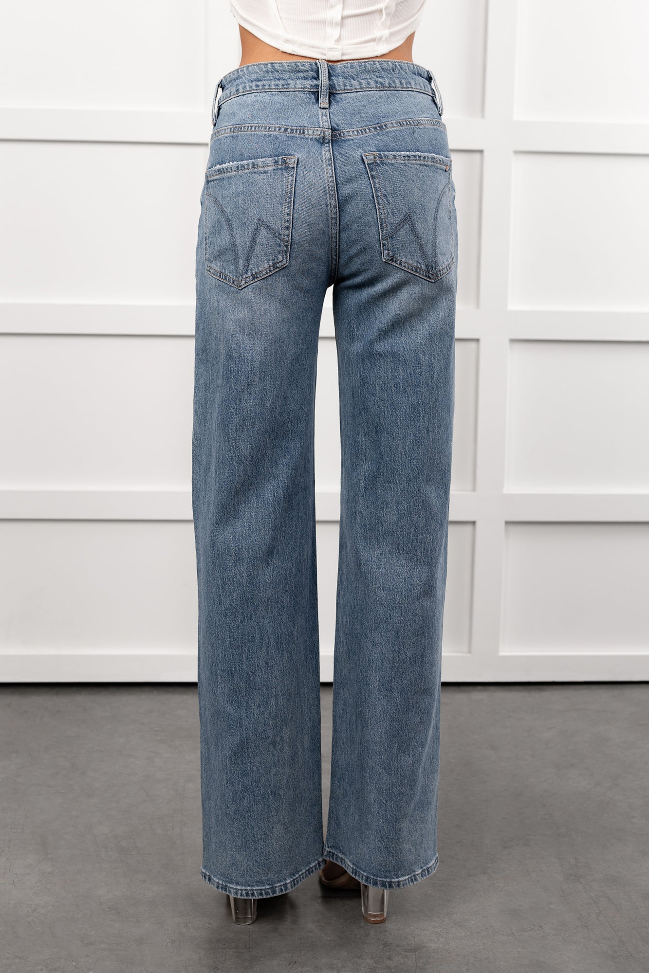 Graysen Wide Leg Mica Denim Jeans (Penn Blue) - NanaMacs