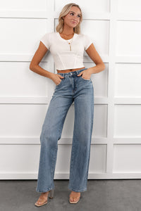 Graysen Wide Leg Mica Denim Jeans (Penn Blue) - NanaMacs