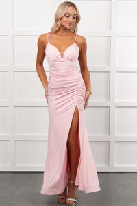 Hollywood Smiles Glittered Lace-Up Maxi Dress (Pink/Pink) - NanaMacs