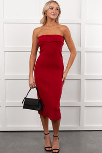 My Alter Ego Strapless Sweater Midi Dress (Red) - NanaMacs
