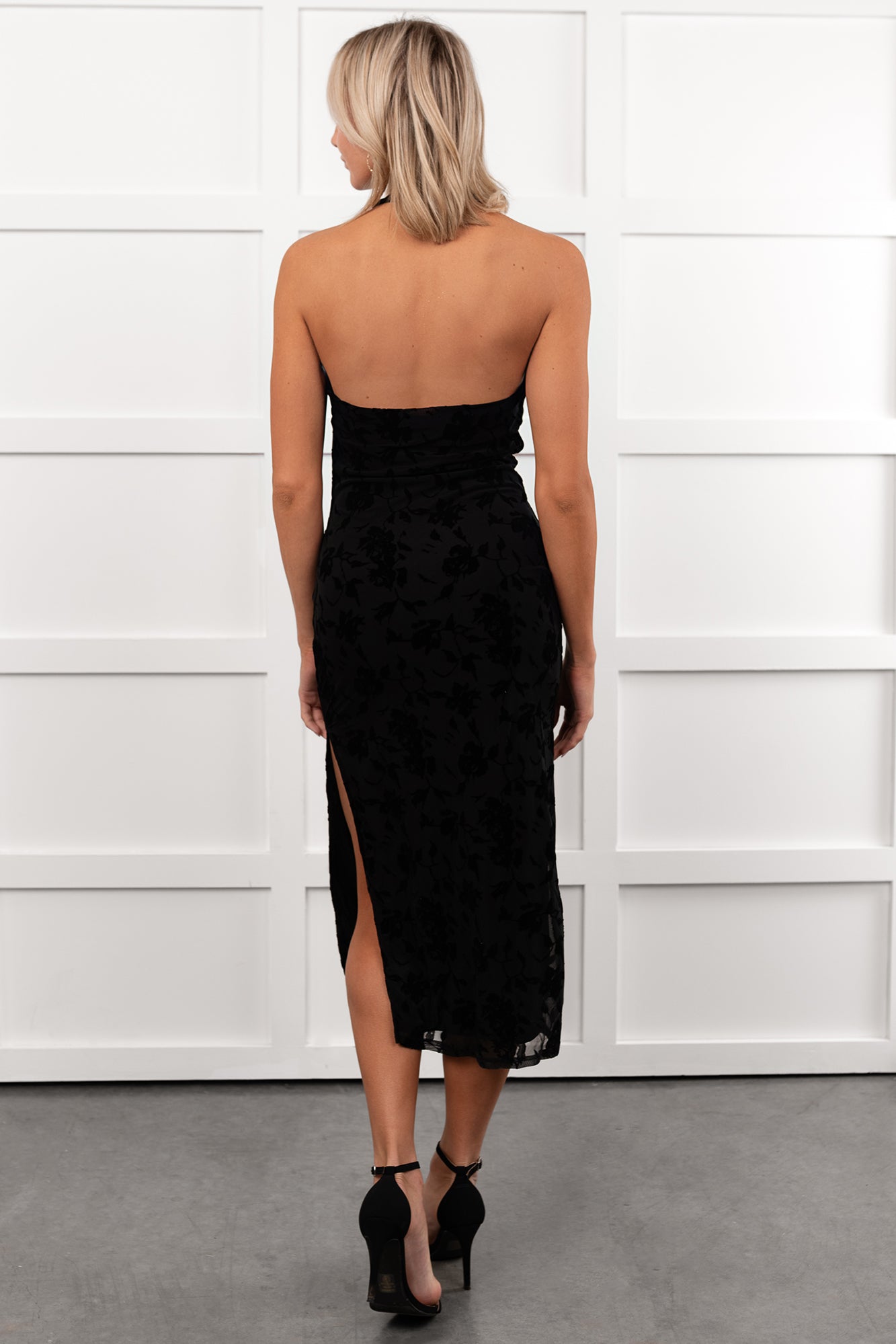 black floral halter dress Black Multi Floral Satin Halter Midi Dress | Womens | Medium (Available in XS, S, L, XL) | 100% Polyester