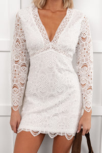 Angel In Disguise Lace Mini Dress (White) - NanaMacs