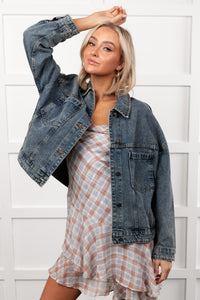 Backroad Wishes Washed Denim Jacket (Medium Wash) - NanaMacs
