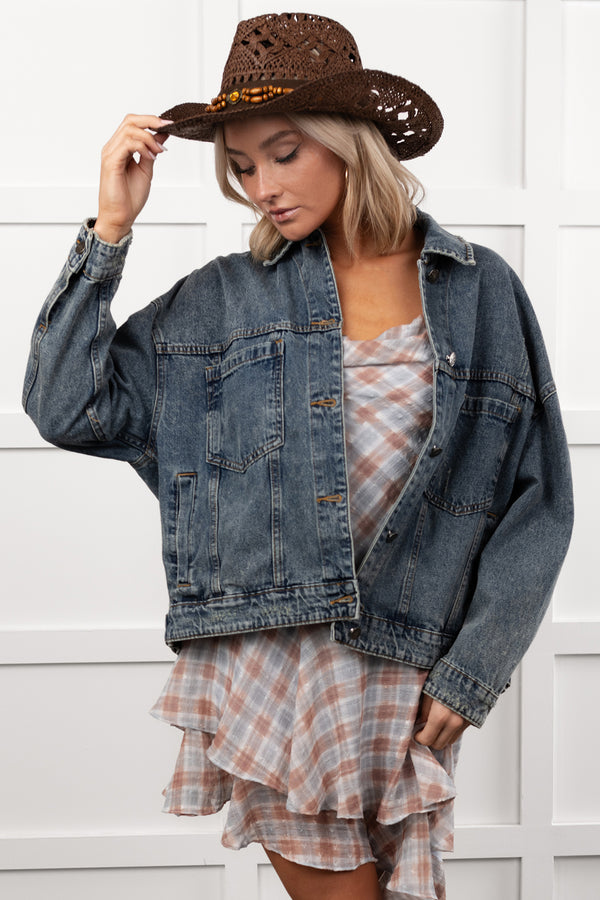 Backroad Wishes Washed Denim Jacket (Medium Wash)