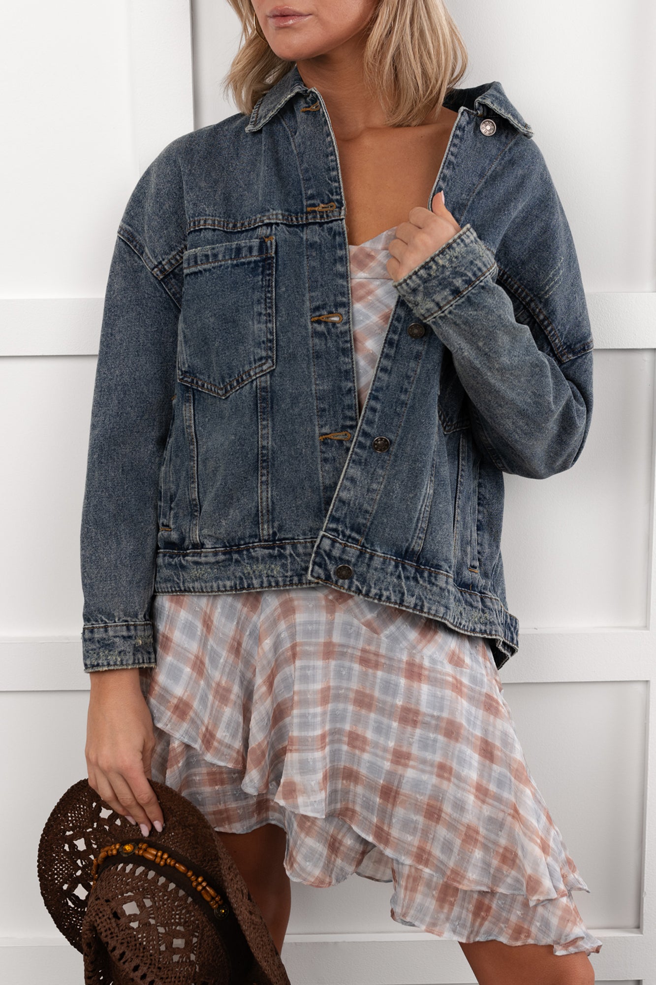 Backroad Wishes Washed Denim Jacket (Medium Wash) - NanaMacs