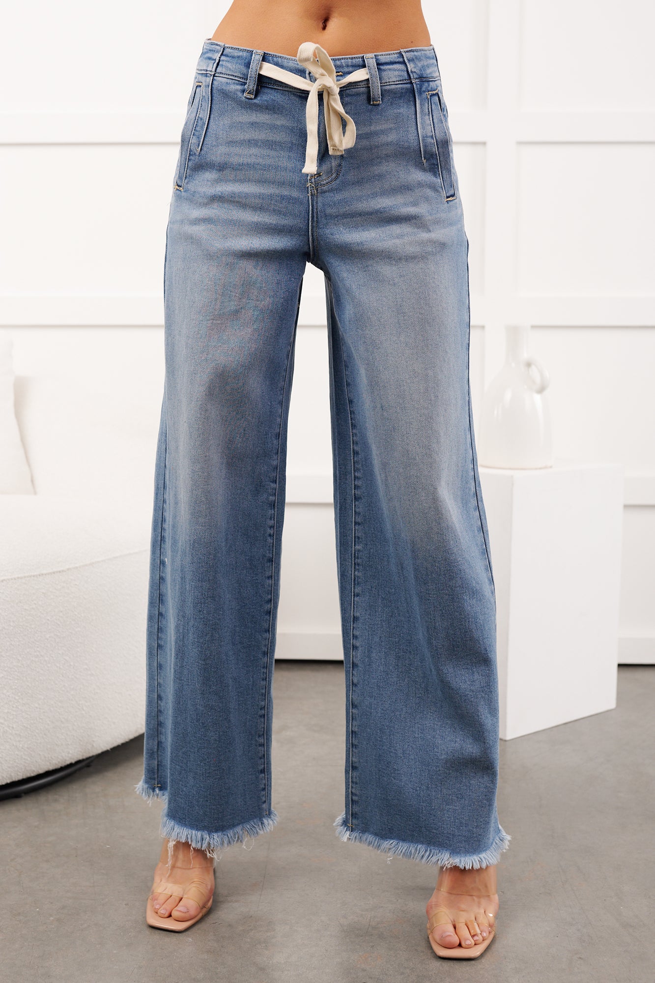 Barnes High Rise Wide Leg Risen Jeans (Light)
