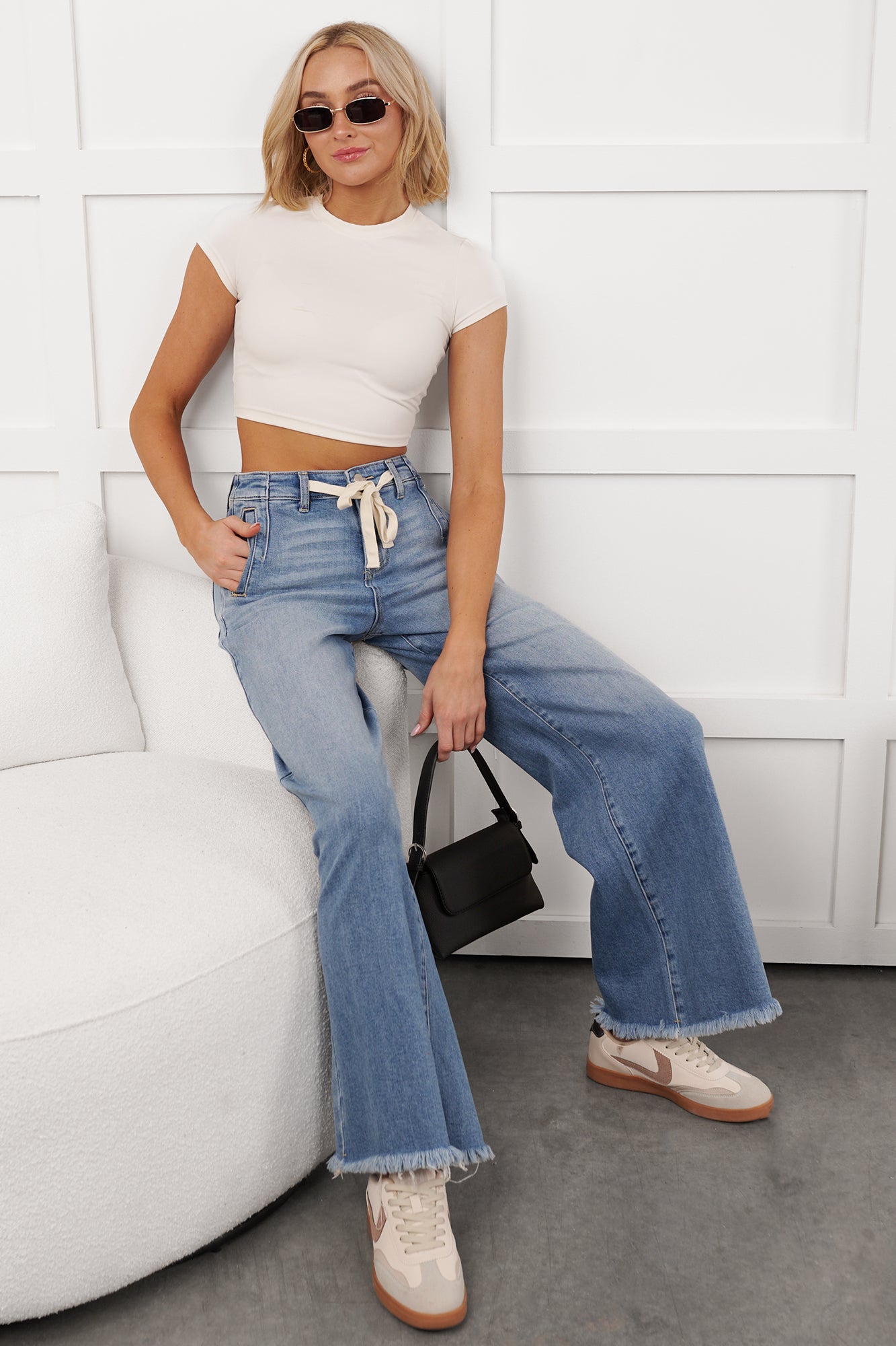Barnes High Rise Wide Leg Risen Jeans (Light)