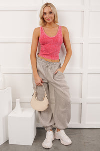 Bare Essentials Ribbed Sleeveless Top (Magenta) - NanaMacs