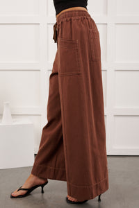 Hurley High Rise Wide Leg Mitto Shop Pants (Cocoa) - NanaMacs