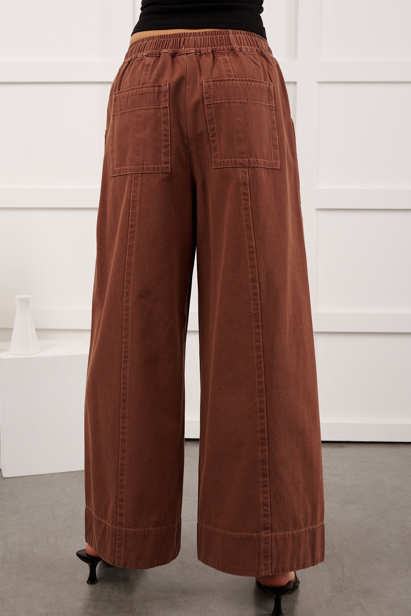 Hurley High Rise Wide Leg Mitto Shop Pants (Cocoa) - NanaMacs