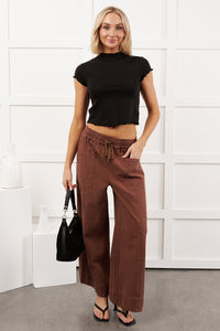 Hurley High Rise Wide Leg Mitto Shop Pants (Cocoa) - NanaMacs