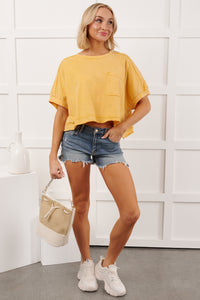 Kendrick Acid Wash Crop Top (Yellow)