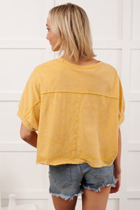 Kendrick Acid Wash Crop Top (Yellow)