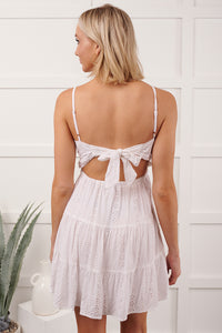 Evening Poise Sleeveless Eyelet Mini Dress (White) - NanaMacs