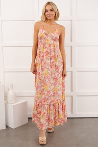 Kissed Soft Sleeveless Floral Maxi Dress (Ivory/Pink) - NanaMacs