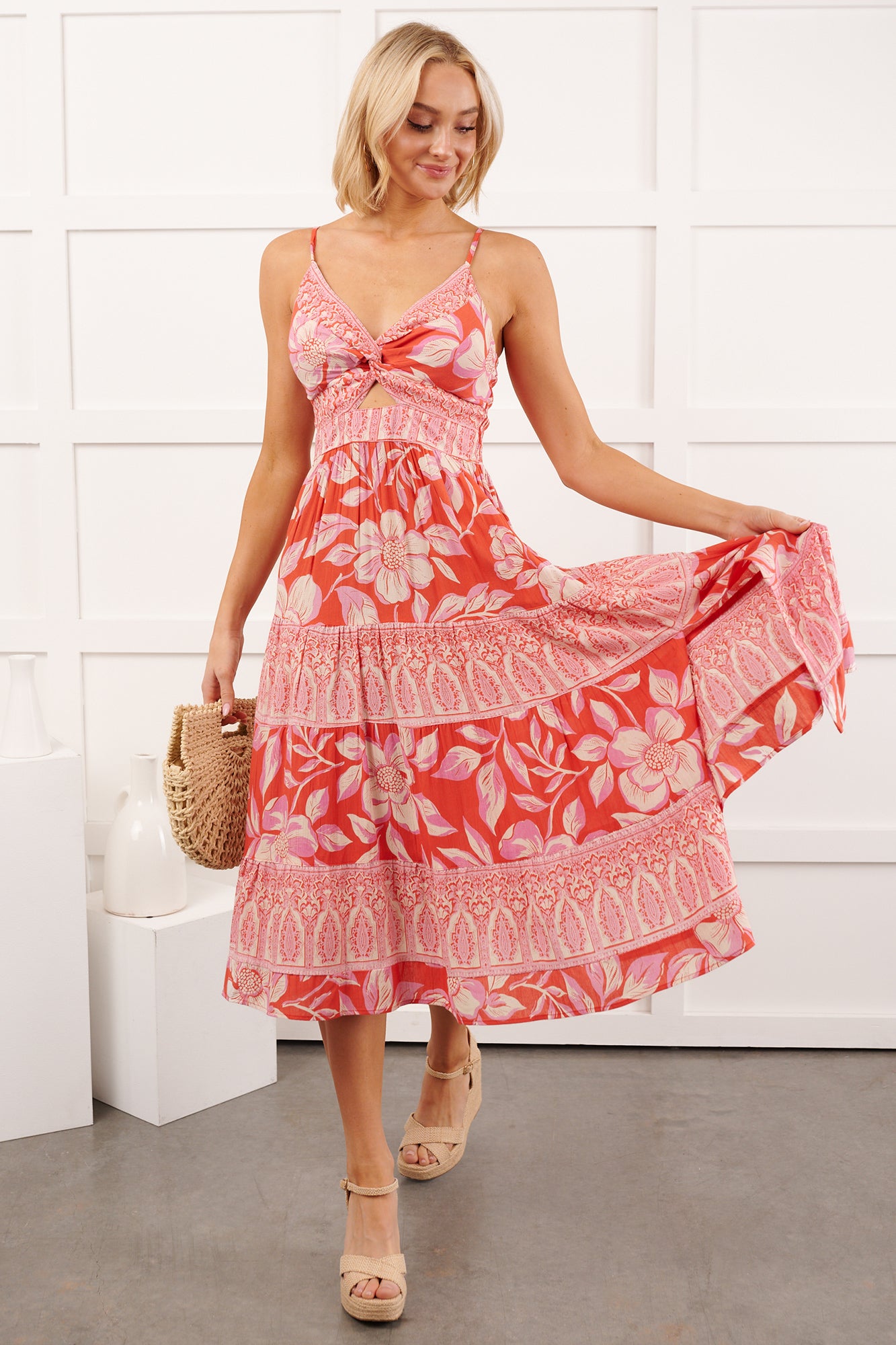 Babe Blooms Floral Sleeveless Maxi Dress (Red) - NanaMacs