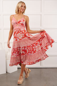 Babe Blooms Floral Sleeveless Maxi Dress (Red) - NanaMacs