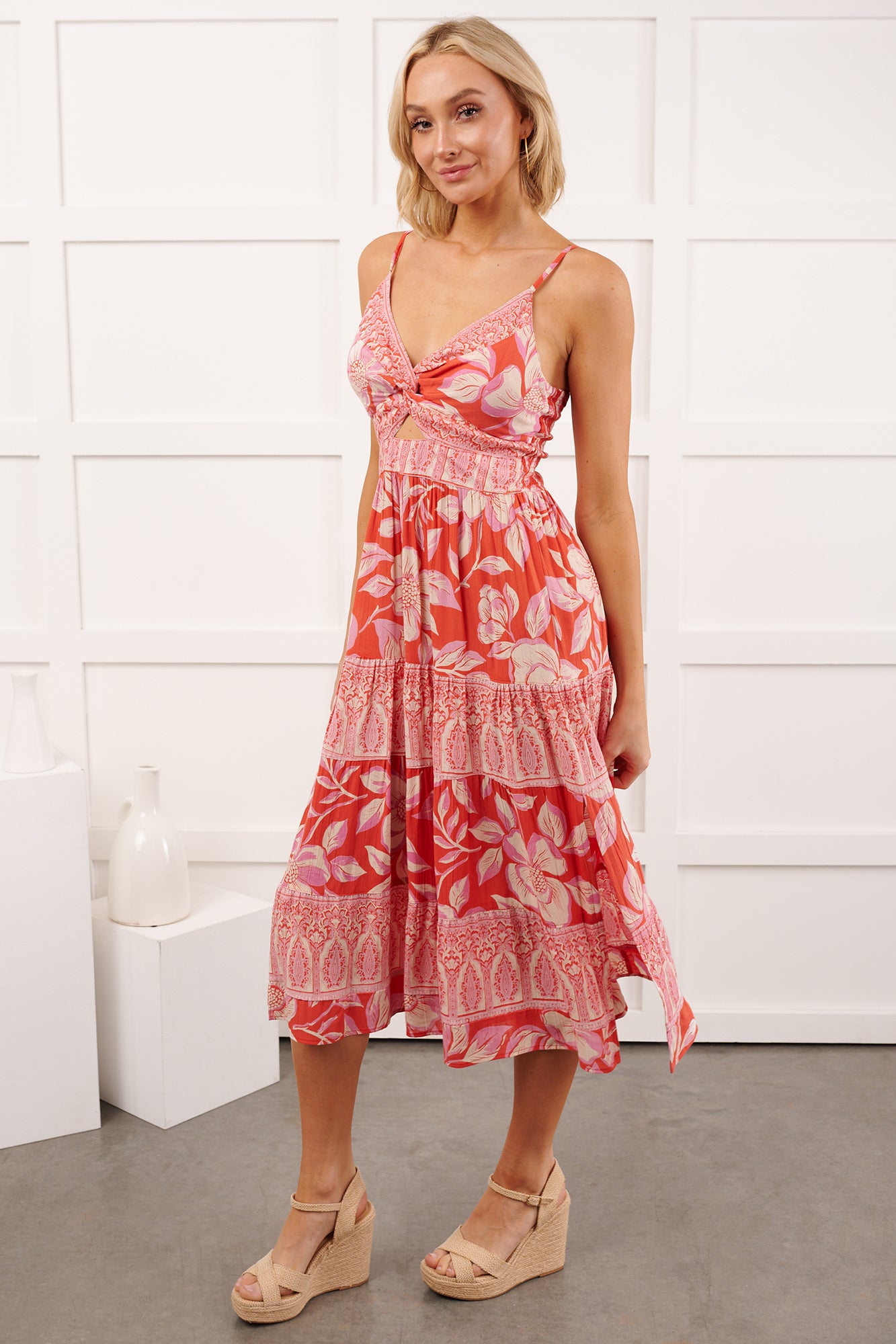 Babe Blooms Floral Sleeveless Maxi Dress (Red) - NanaMacs