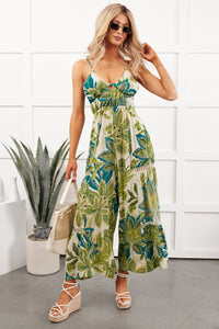 Island Flirt Open Back Floral Jumpsuit (Ivory/Green) - NanaMacs