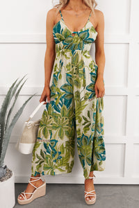 Island Flirt Open Back Floral Jumpsuit (Ivory/Green) - NanaMacs