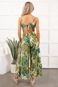 Island Flirt Open Back Floral Jumpsuit (Ivory/Green) - NanaMacs