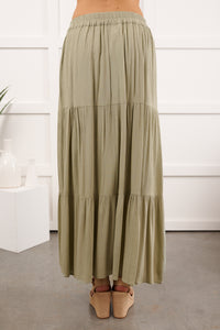 Darling Moments Tiered Slit Maxi Skirt (Sage) - NanaMacs