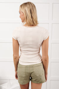 Charming Life Scoop Neckline Ribbed Top (White) - NanaMacs