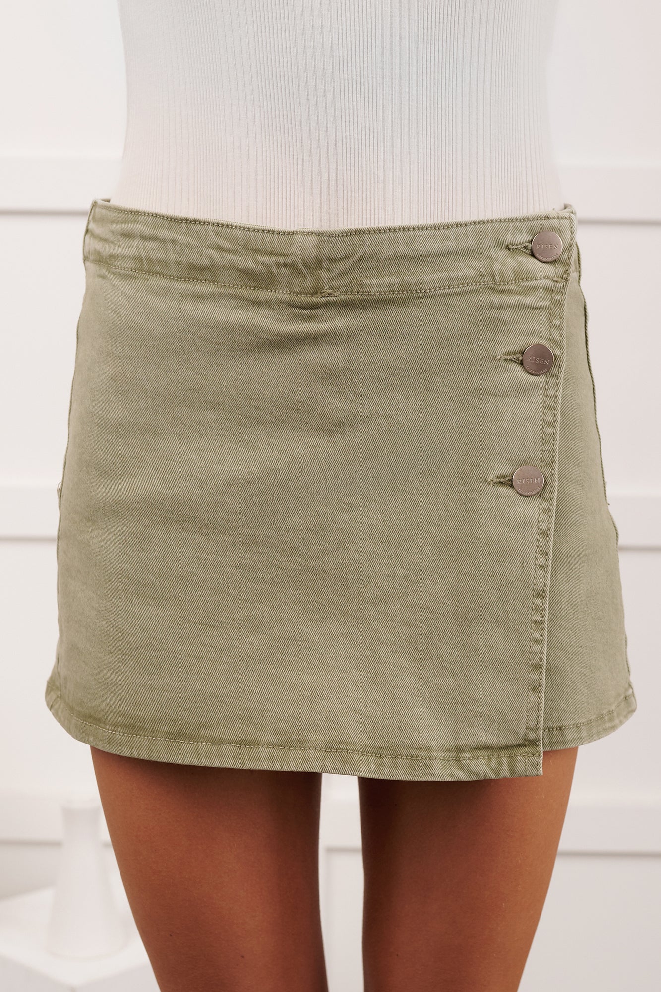 Ride The Wave High Rise Risen Mini Skort (Olive) - NanaMacs