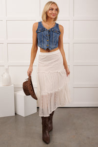 Lacy Daze Tiered Lace Midi Skirt (Off White) - NanaMacs