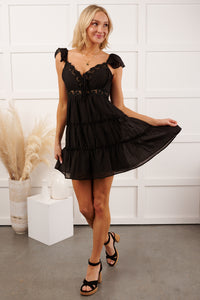Gentle Nights Lace Sleeveless Mini Dress (Black) - NanaMacs
