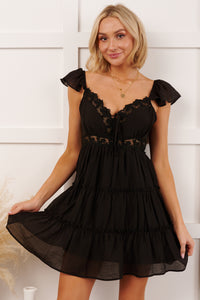 Gentle Nights Lace Sleeveless Mini Dress (Black) - NanaMacs