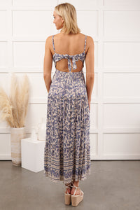 Eyes On You Floral Sleeveless Maxi Dress (Ivory/Blue) - NanaMacs
