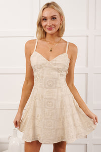 Starry Wink Sleeveless Detailed Mini Dress (Ivory) - NanaMacs