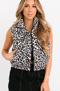 Wildest Dreams Leopard Print Puffer Vest (Black/Grey) - NanaMacs