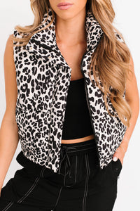 Wildest Dreams Leopard Print Puffer Vest (Black/Grey) - NanaMacs