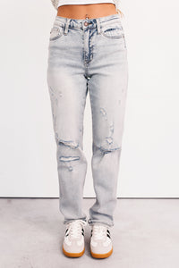 Meadow Mid Rise Judy Blue Boyfriend Jeans (Light) - NanaMacs