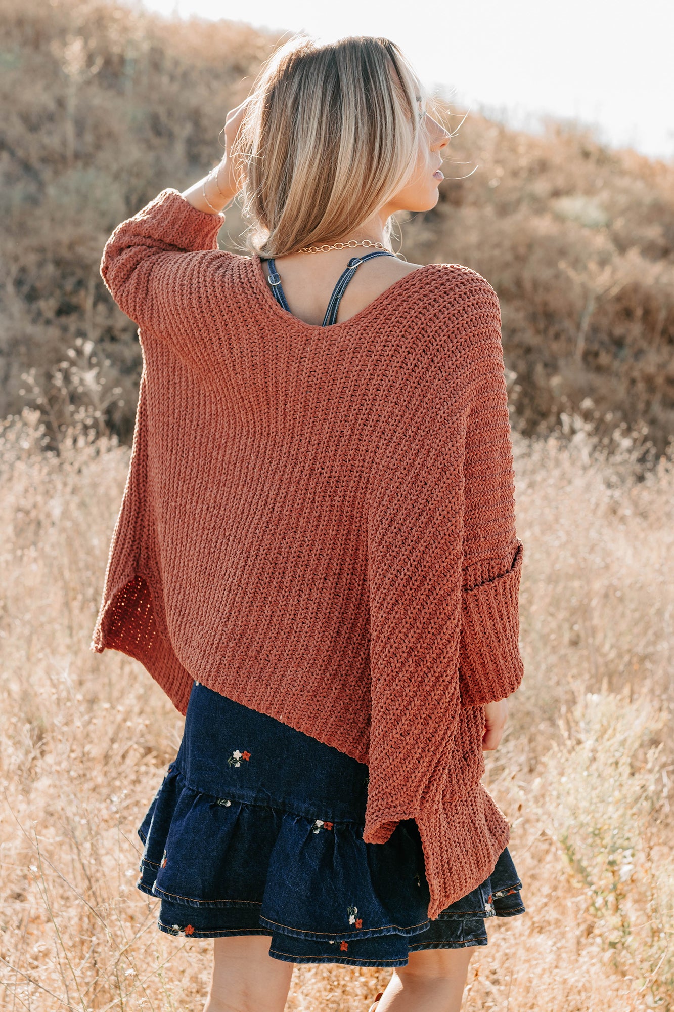 Quiet Times Cuffed Sleeve POL Cardigan (Brick) - NanaMacs