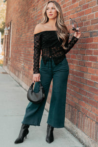 Walter High Rise Wide Crop Risen Jeans (Hunter Green) - NanaMacs