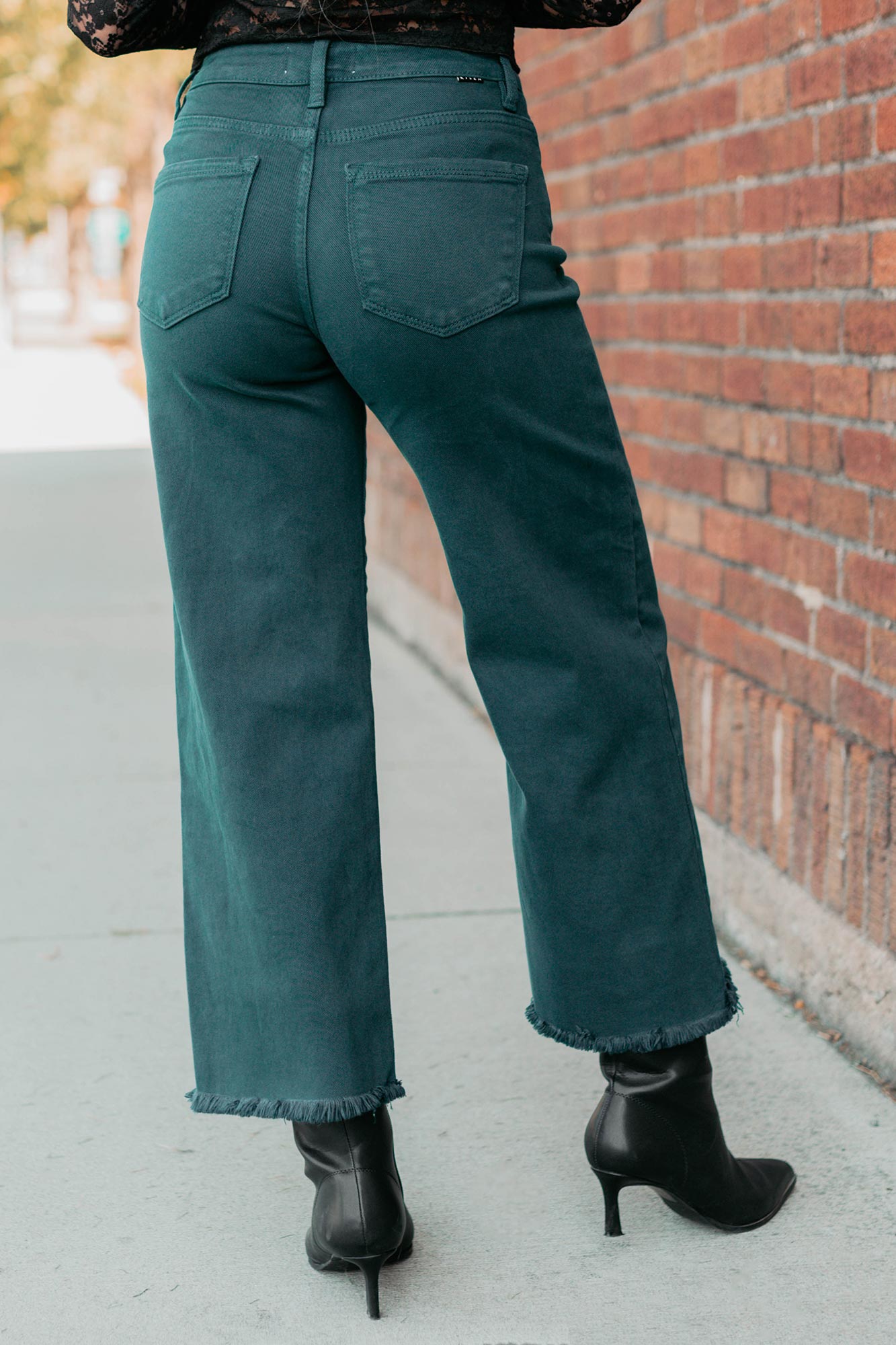 Walter High Rise Wide Crop Risen Jeans (Hunter Green) - NanaMacs