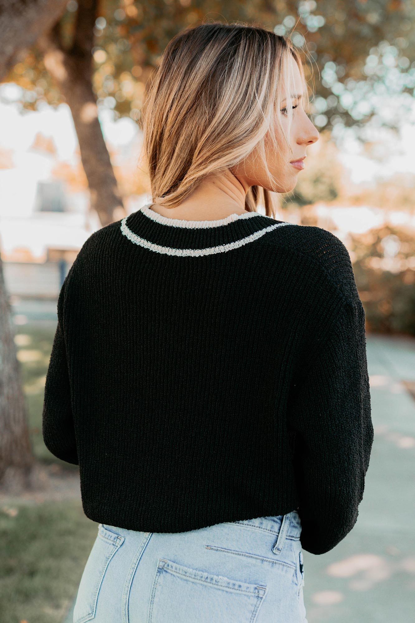 Comfort Current Contrast Button-Up Cardigan (Black) - NanaMacs