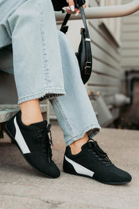 Endurance Edge Lace-Up Faux Suede Sneakers (Black) - NanaMacs