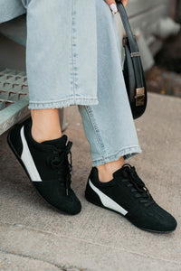 Endurance Edge Lace-Up Faux Suede Sneakers (Black) - NanaMacs