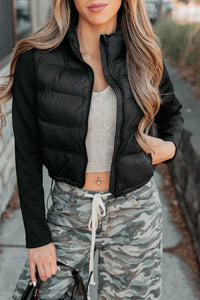 Frost Bound Scuba Sleeve Puffer Jacket (Black) - NanaMacs