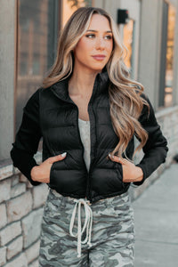 Frost Bound Scuba Sleeve Puffer Jacket (Black) - NanaMacs