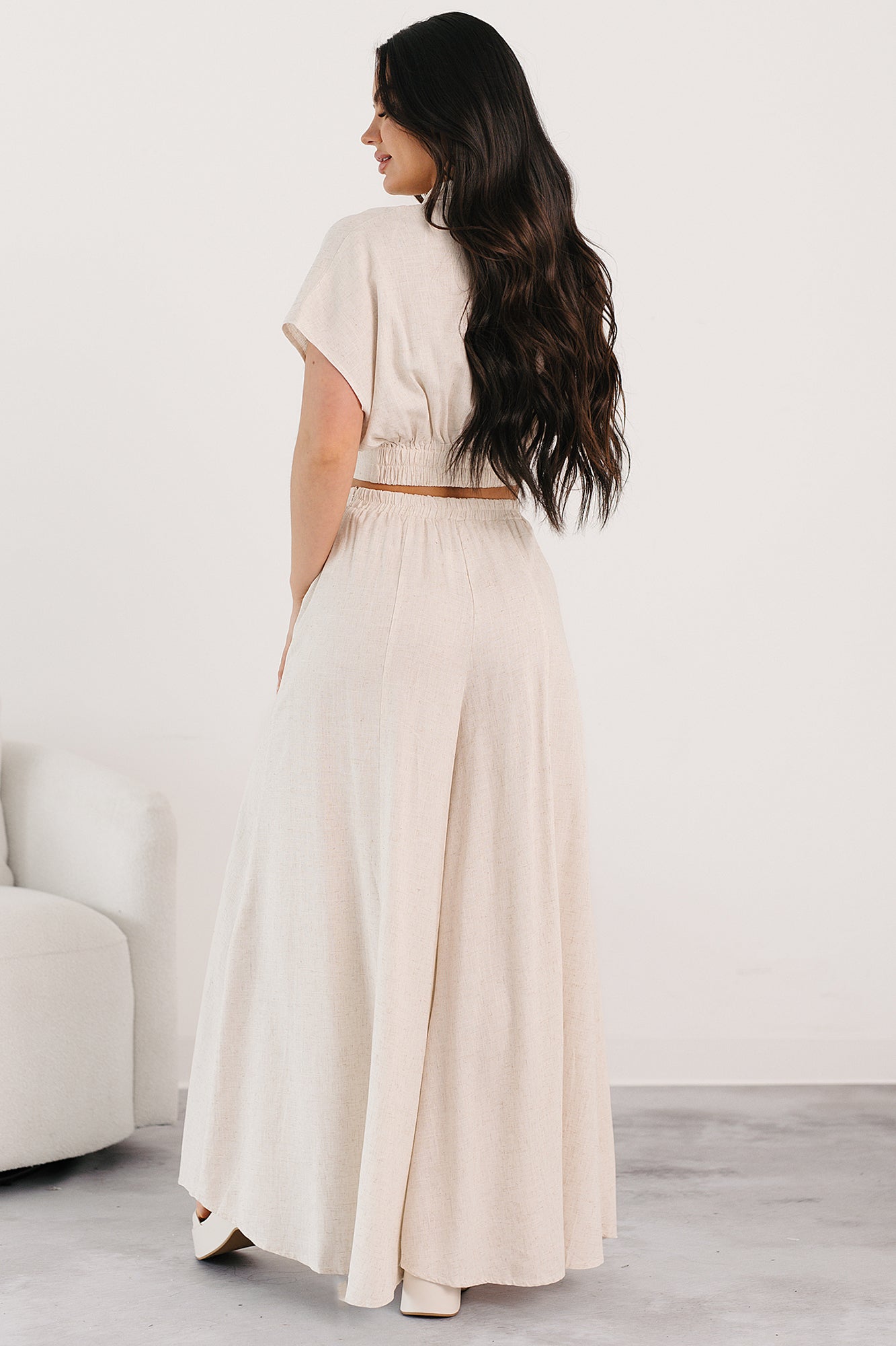 Chic and Simple Crop Top & Palazzo Pants Set (Oatmeal) · NanaMacs