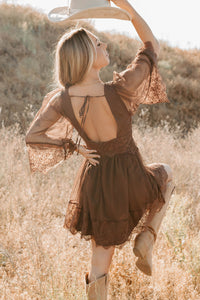 Ethereal Aura Dotted Mesh Mini Dress (Chocolate) - NanaMacs