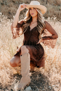 Ethereal Aura Dotted Mesh Mini Dress (Chocolate) - NanaMacs