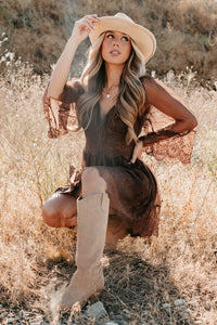 Ethereal Aura Dotted Mesh Mini Dress (Chocolate) - NanaMacs