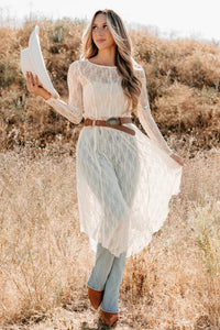 Spirit Dances Sheer Lace Midi Layering Dress (Ecru) - NanaMacs